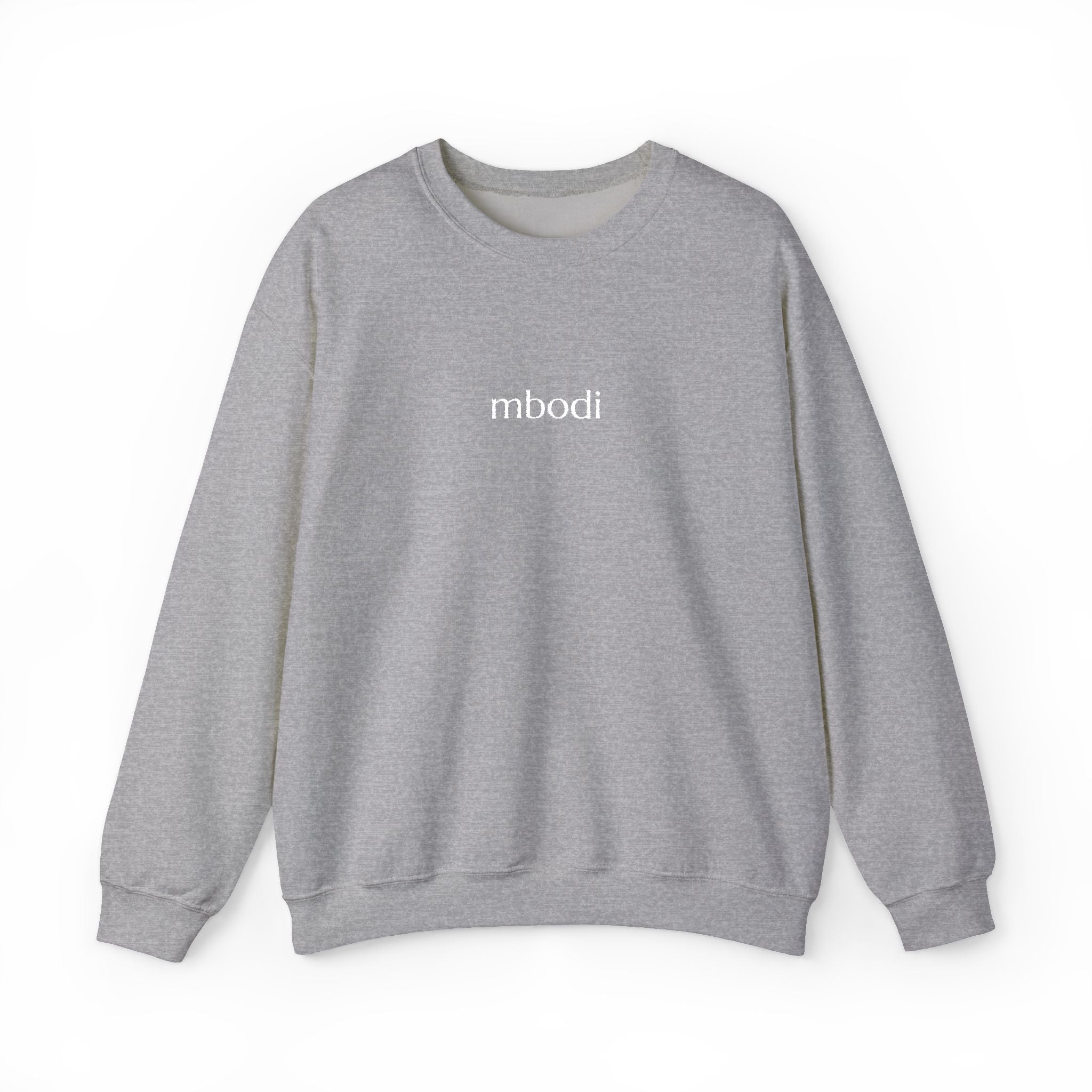 mbodi crewneck - white small letters