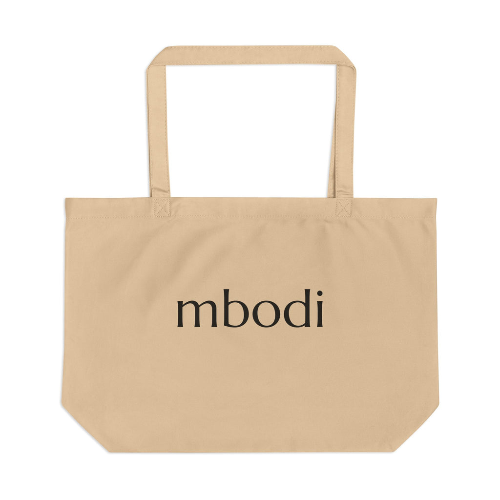 100% organic cotton large tote - black text