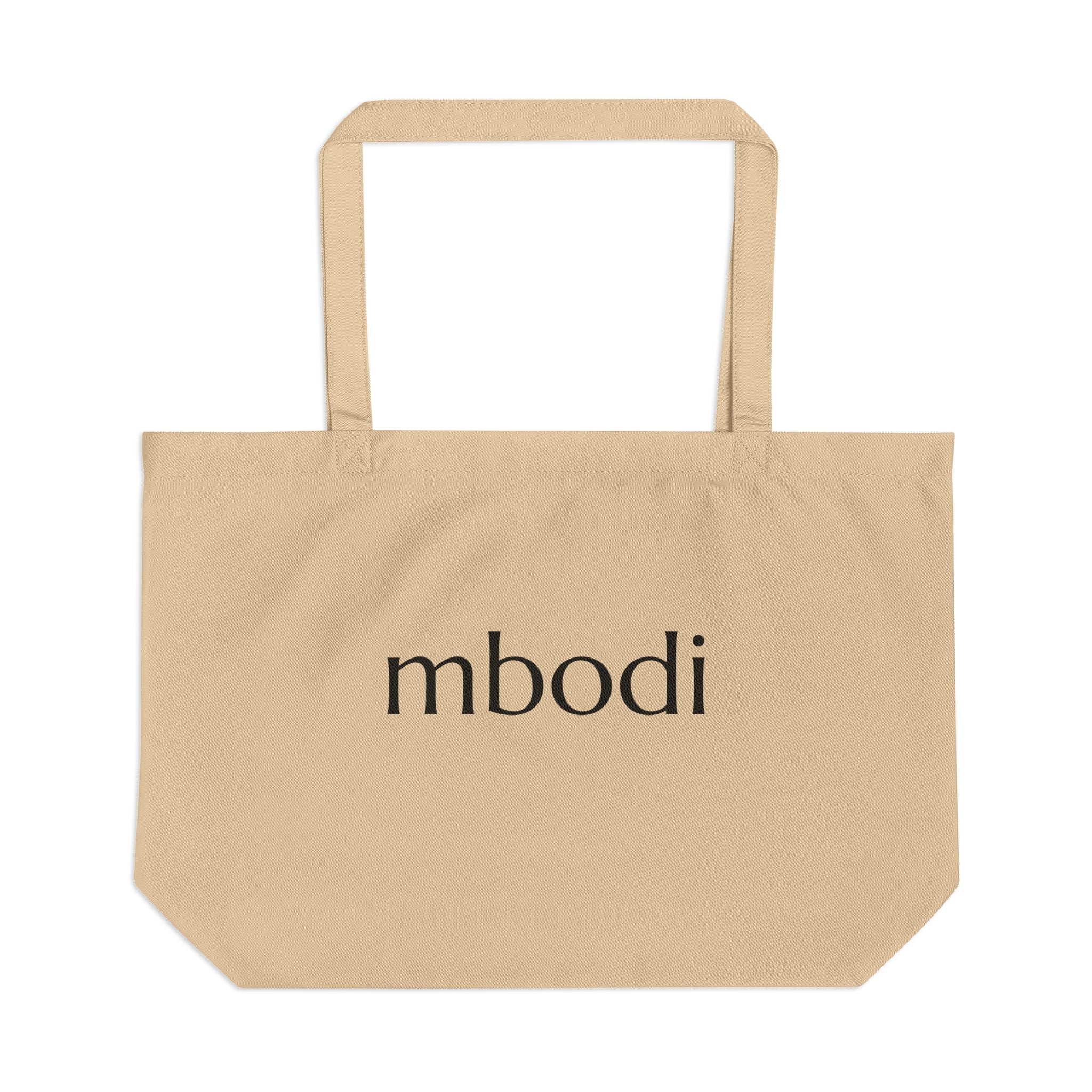 100% organic cotton large tote - black text