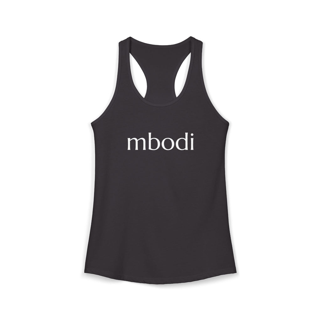 women's racerback tank - white text