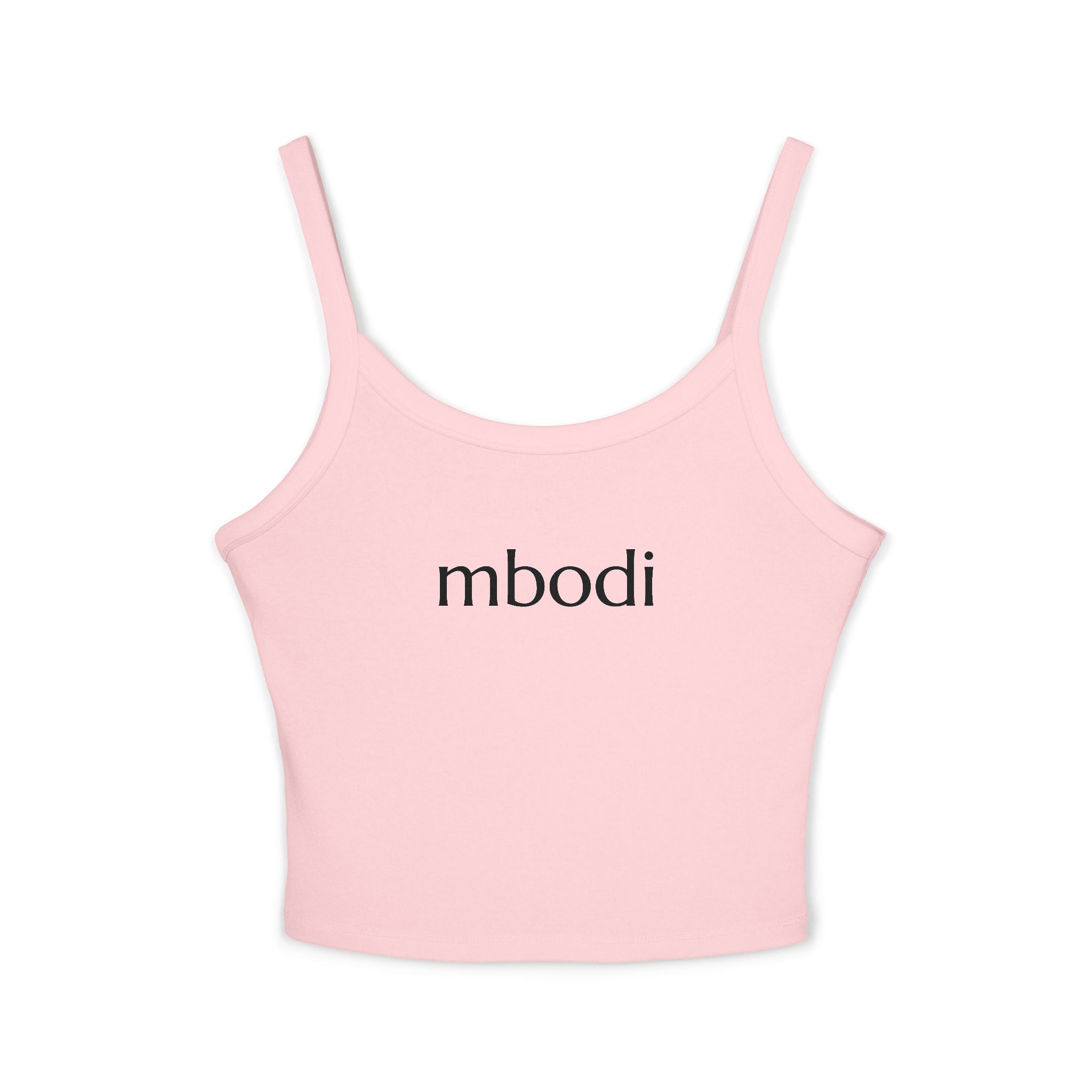 women's spaghetti strap tank - black text
