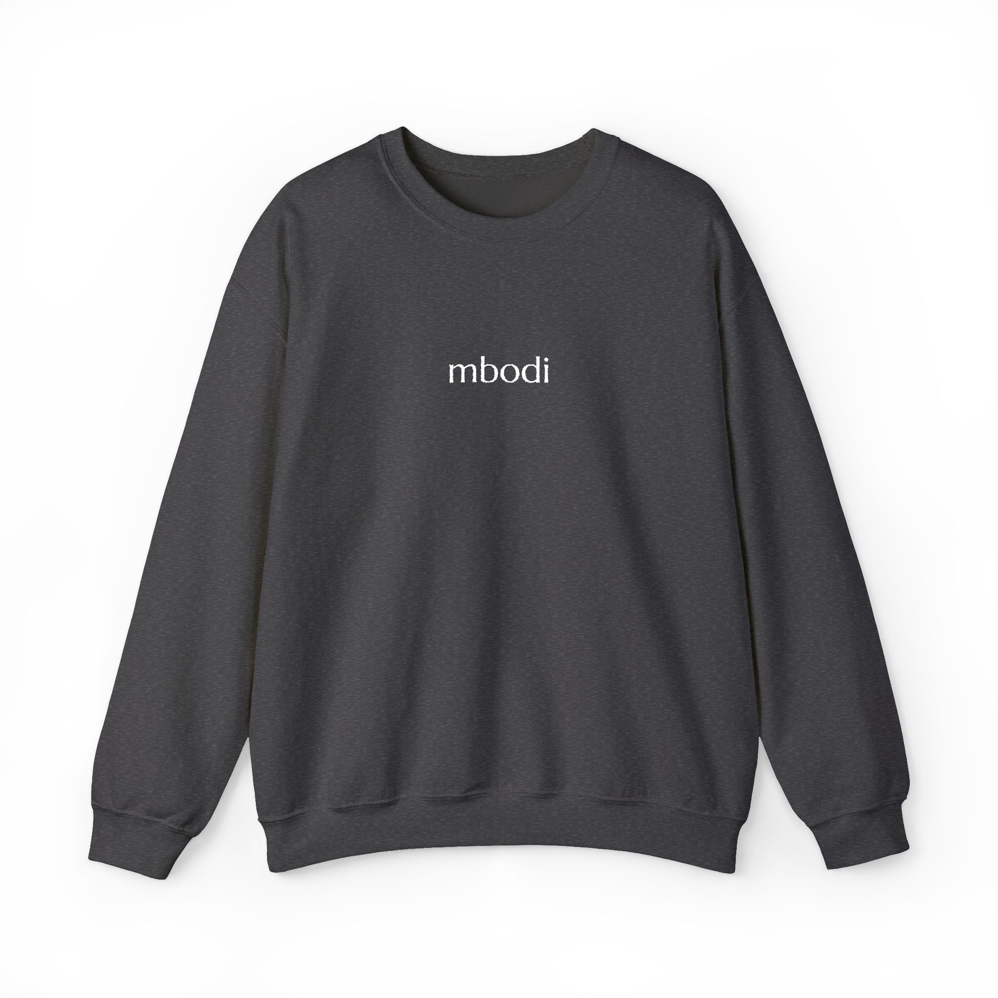 mbodi crewneck - white small letters