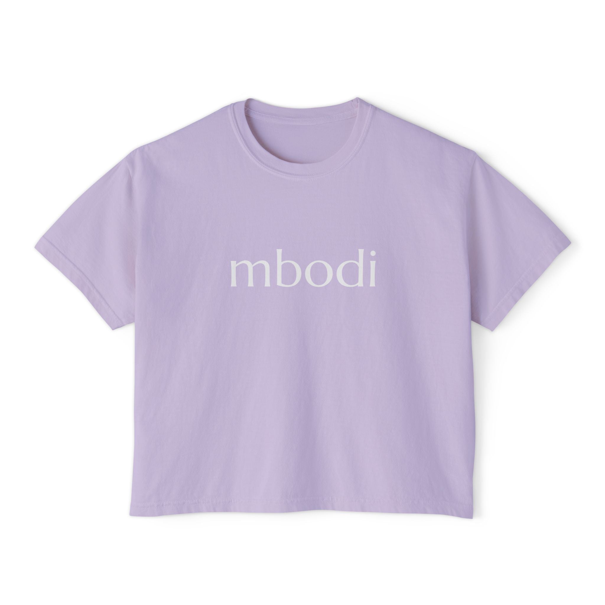100% cotton women's boxy tee - white text
