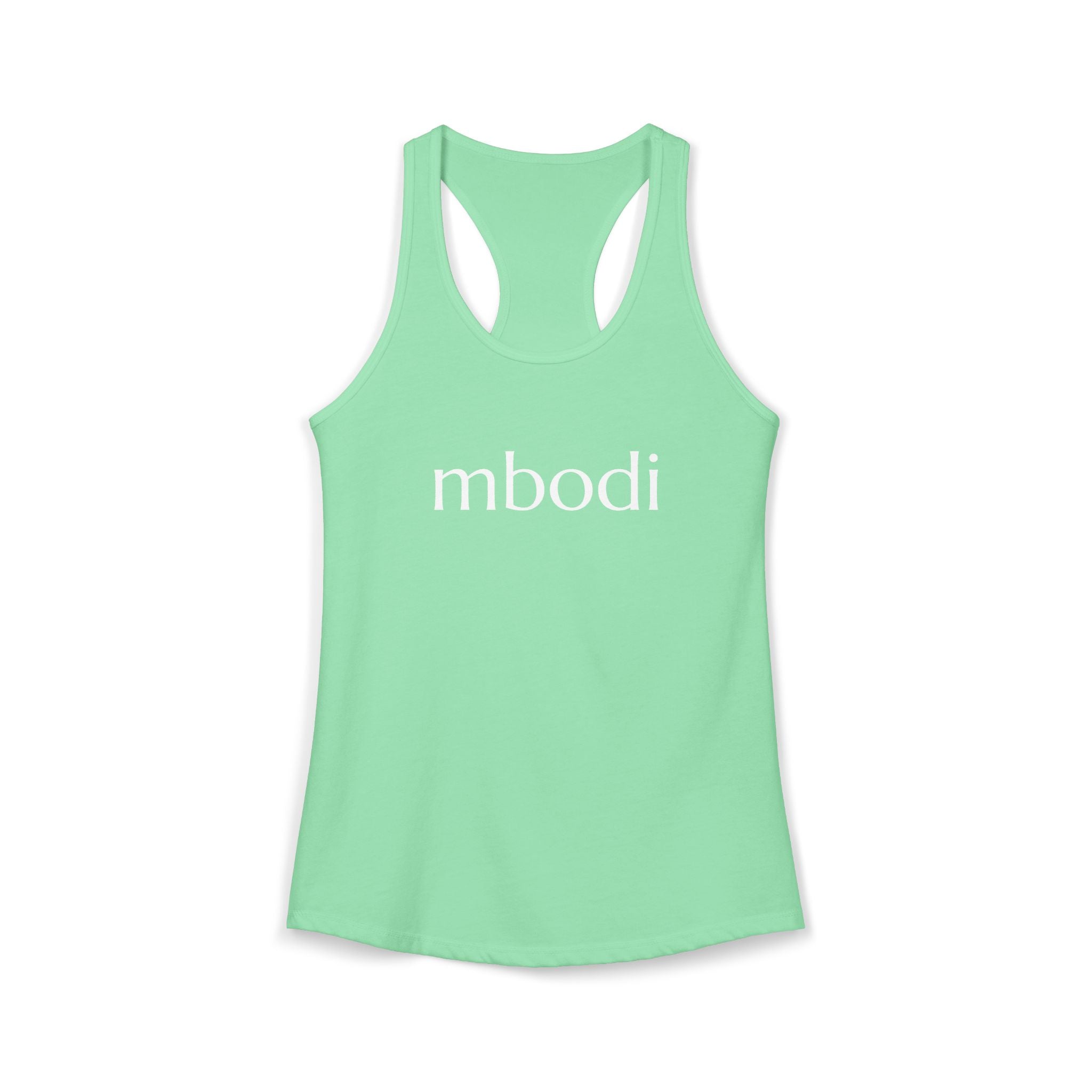 women's racerback tank - white text