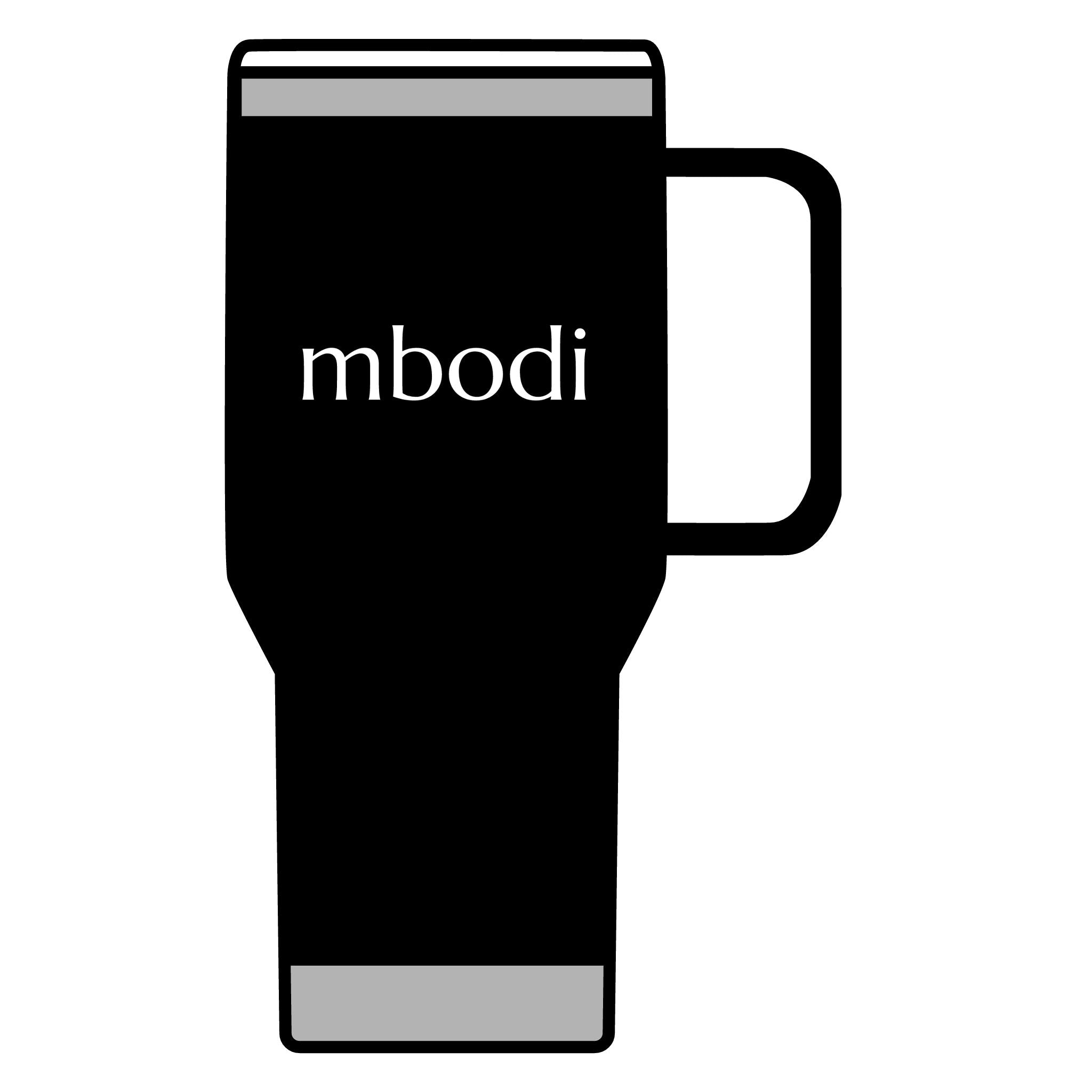 mbodi tumbler 20oz - white text