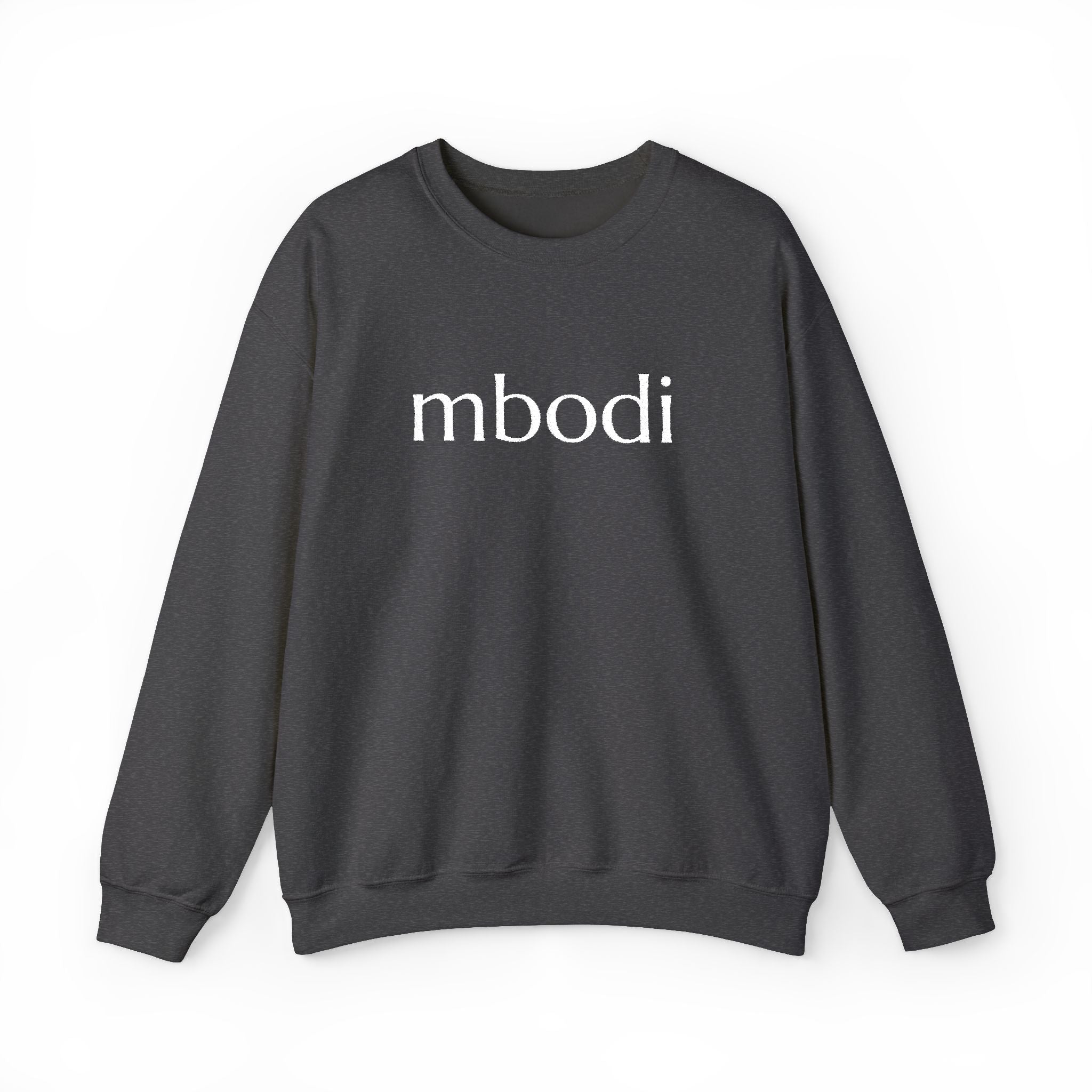 mbodi crewneck - white large letters