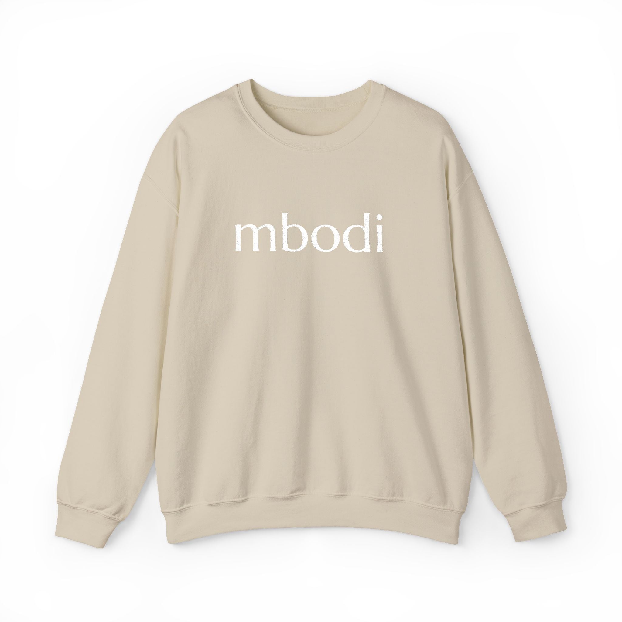 mbodi crewneck - white large letters