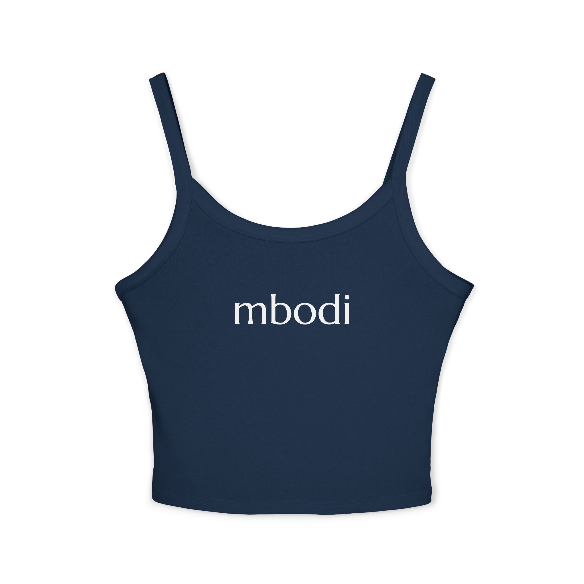 women's spaghetti strap tank top - white text