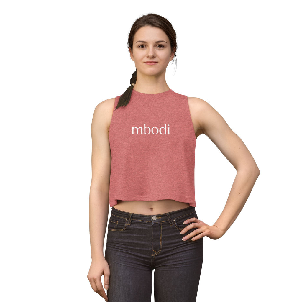 women's crop top - white text