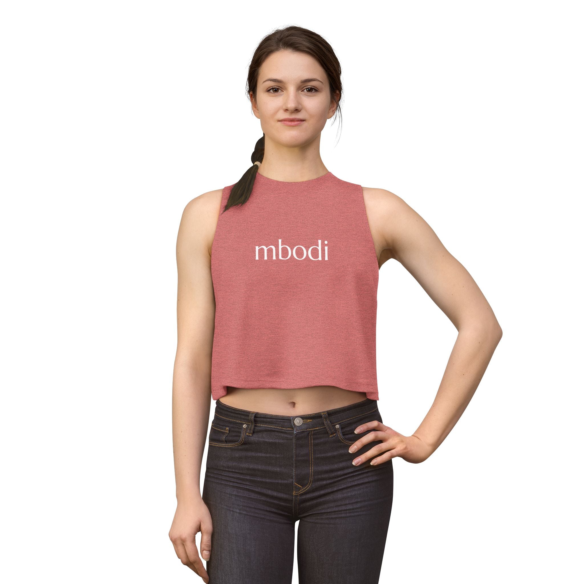 women's crop top - white text
