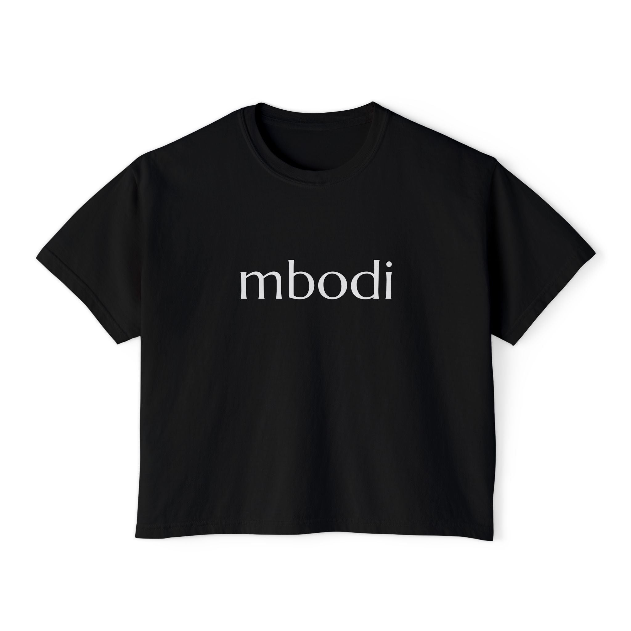 100% cotton women's boxy tee - white text