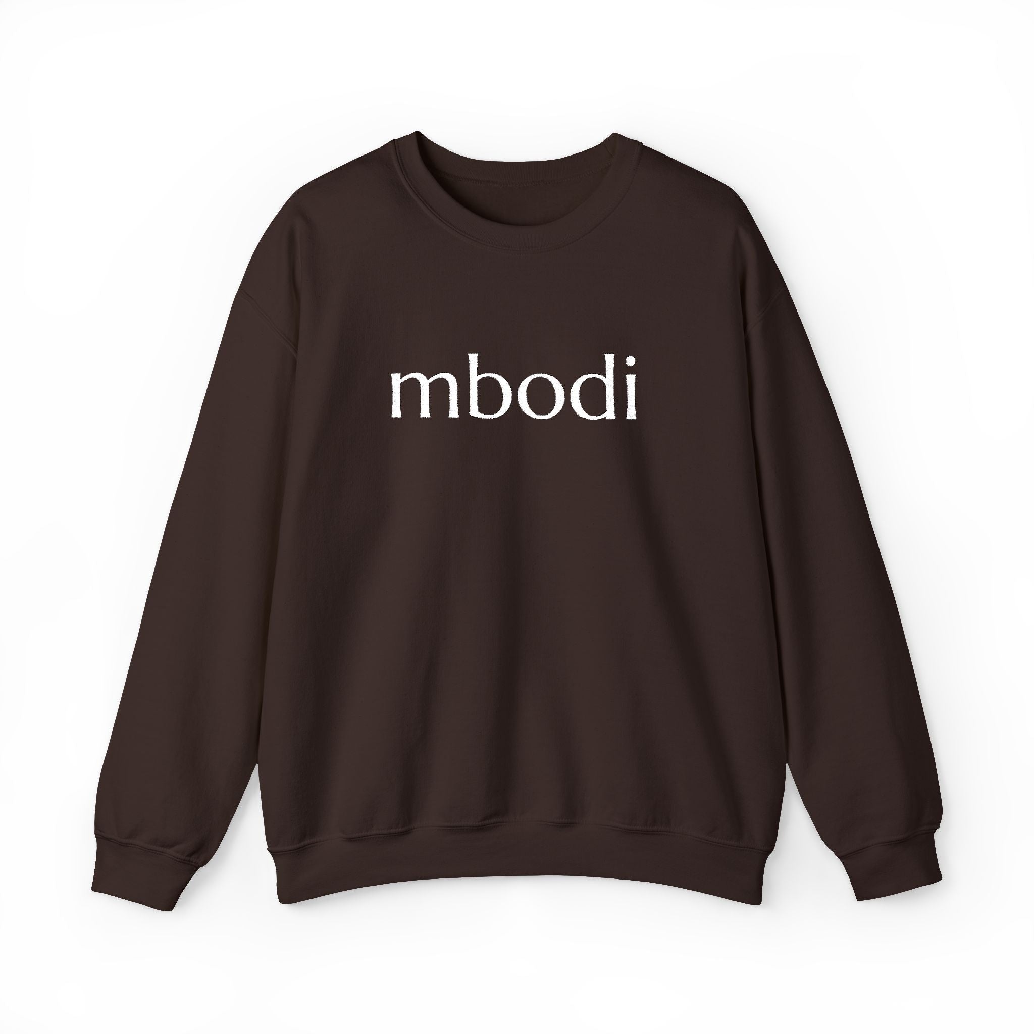 mbodi crewneck - white large letters