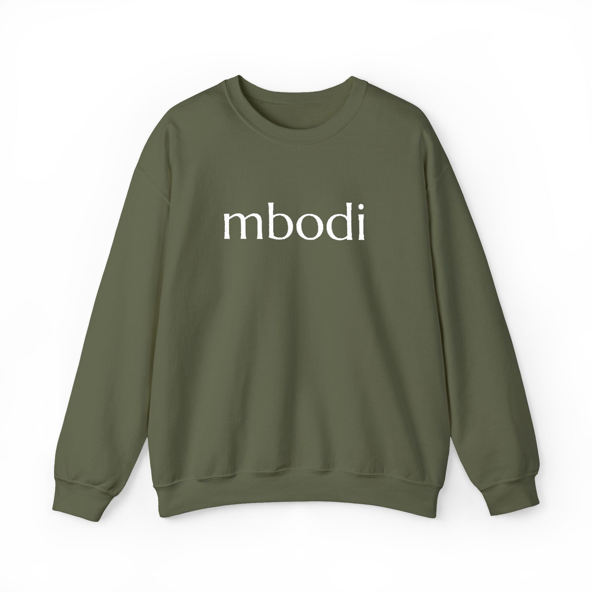 mbodi crewneck - white large letters