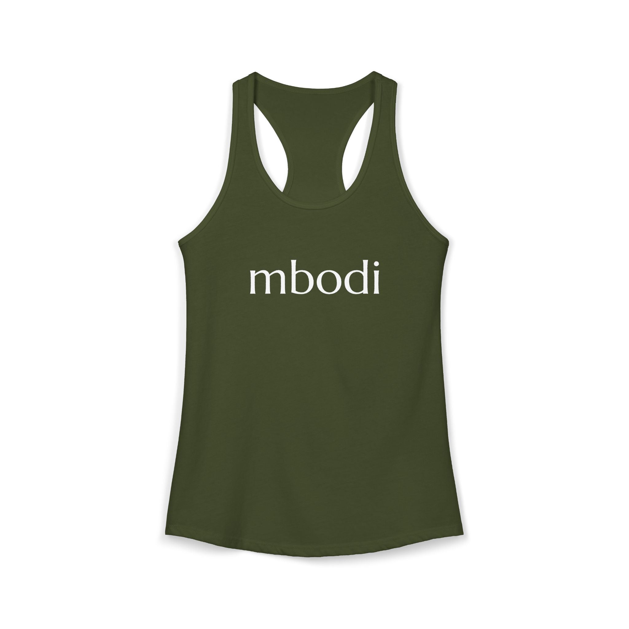 women's racerback tank - white text