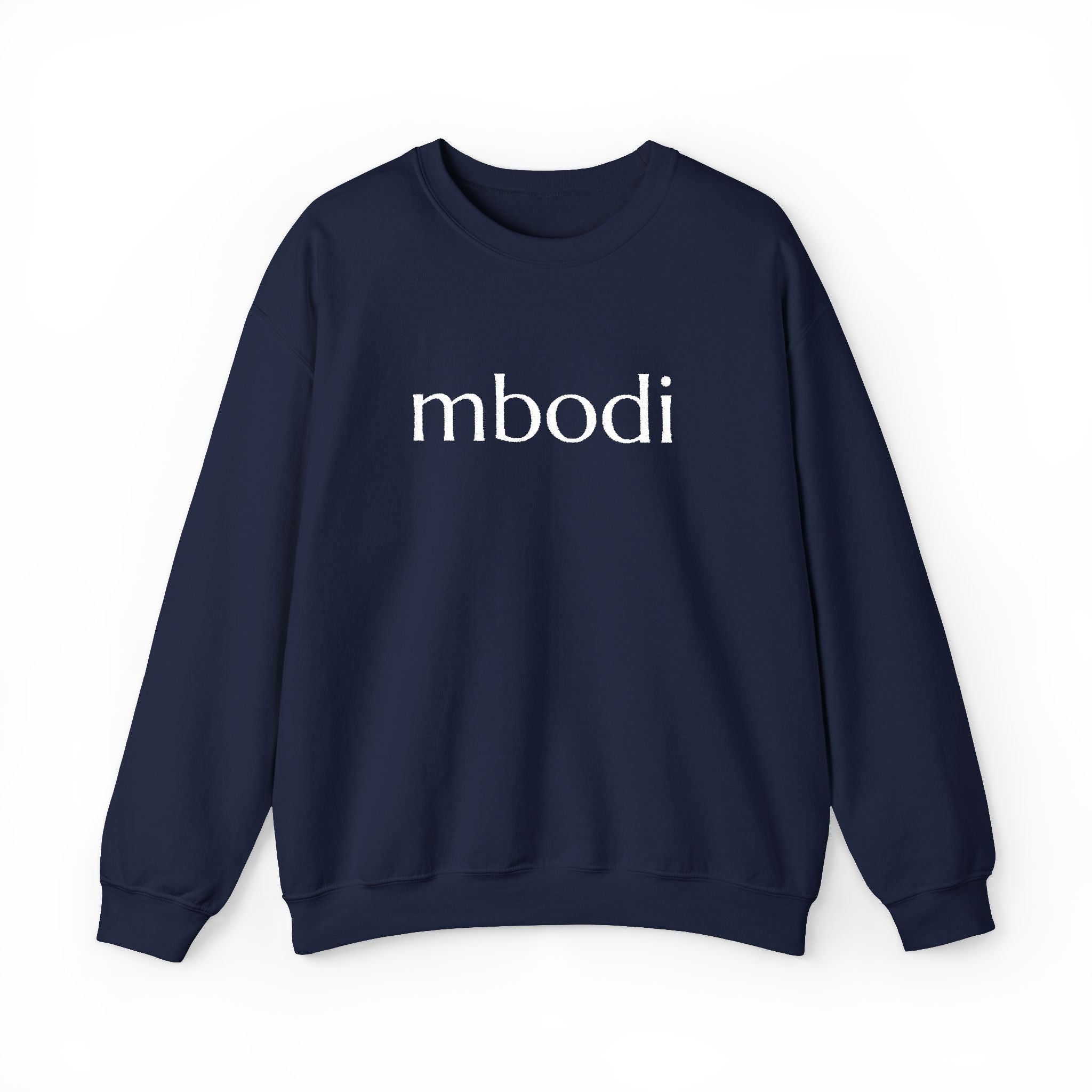 mbodi crewneck - white large letters