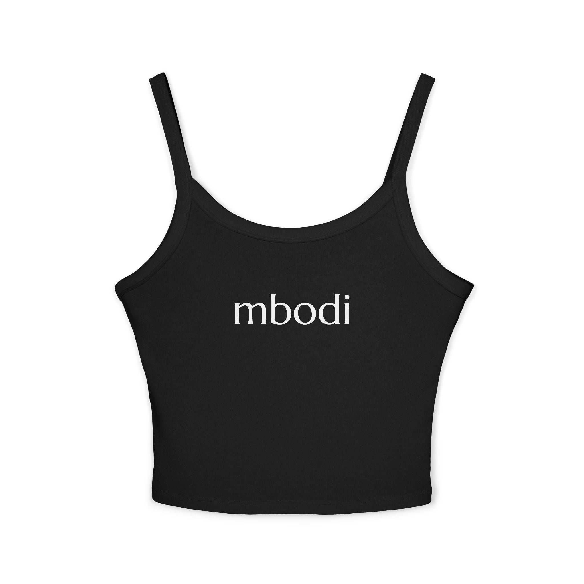 women's spaghetti strap tank top - white text