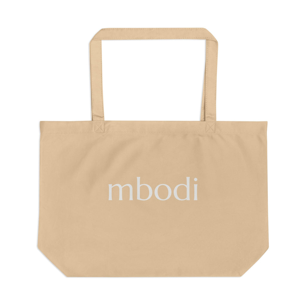 100% organic cotton large tote - white text