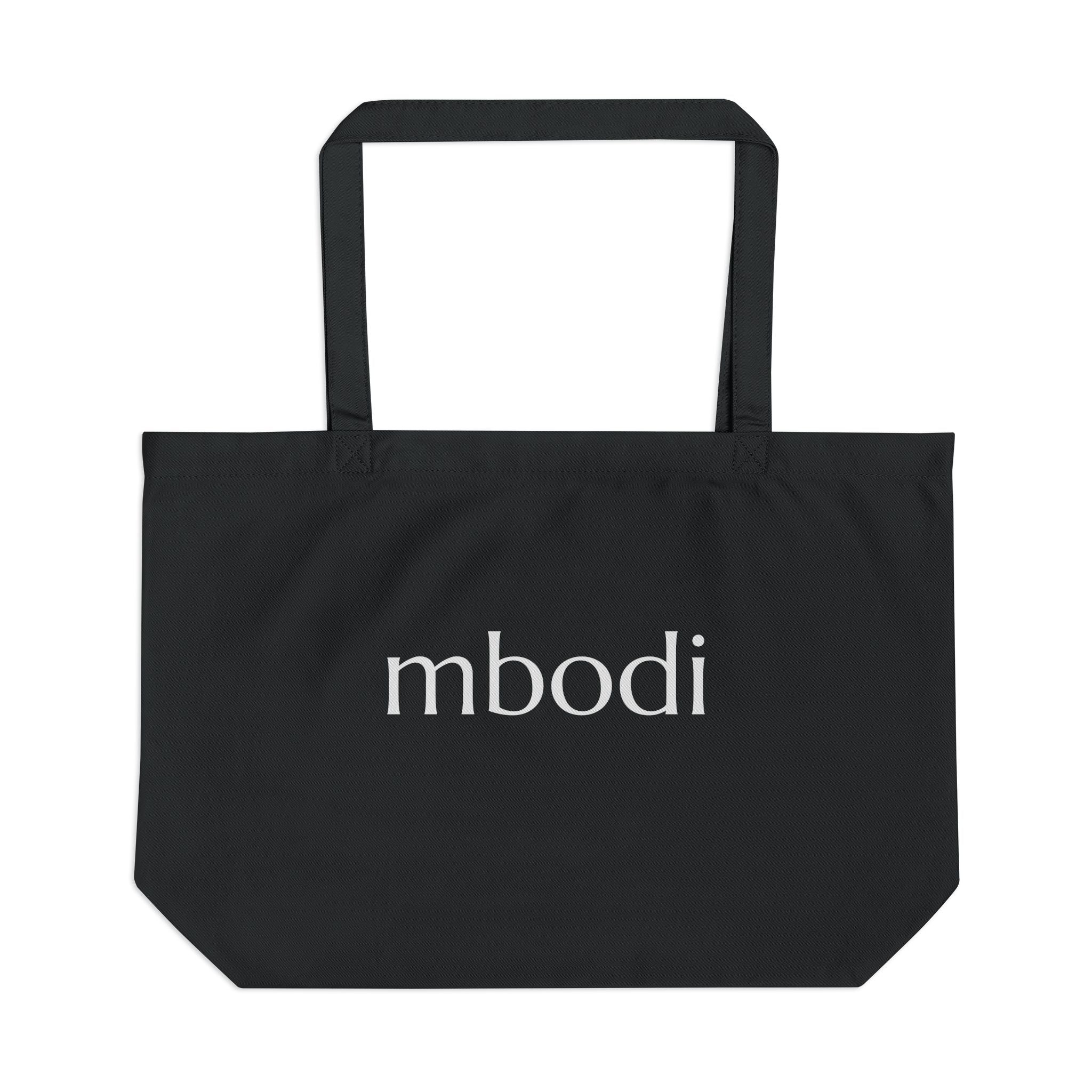 100% organic cotton large tote - white text