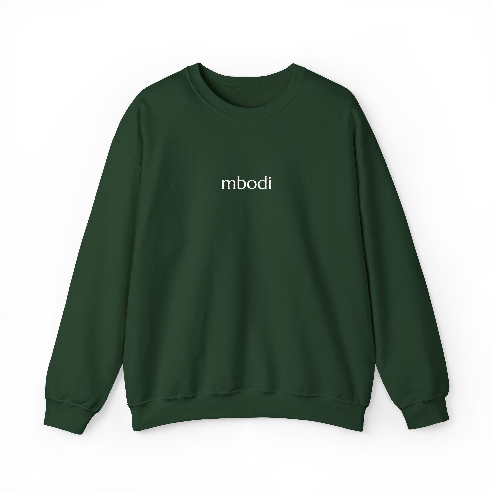 mbodi crewneck - white small letters