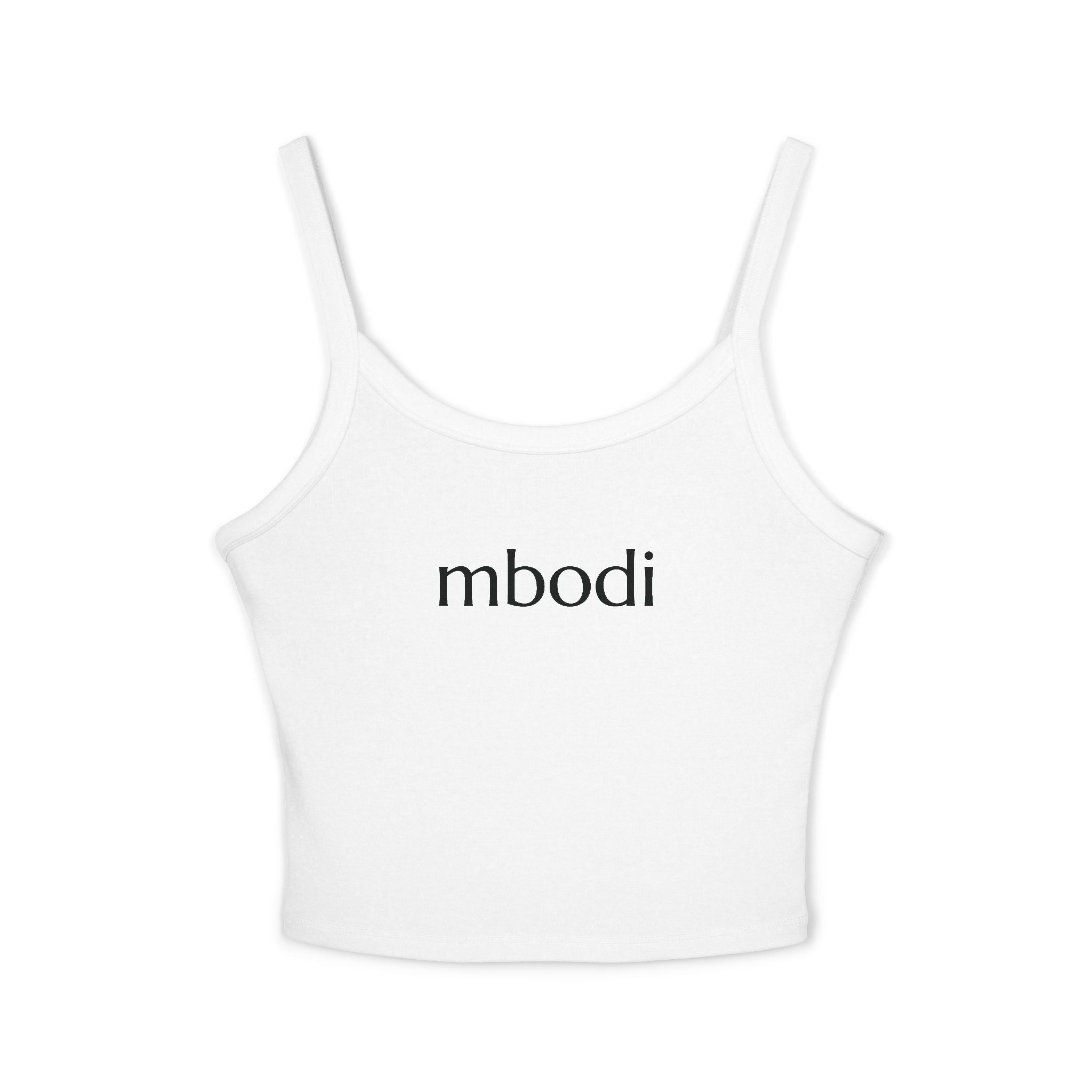 women's spaghetti strap tank - black text