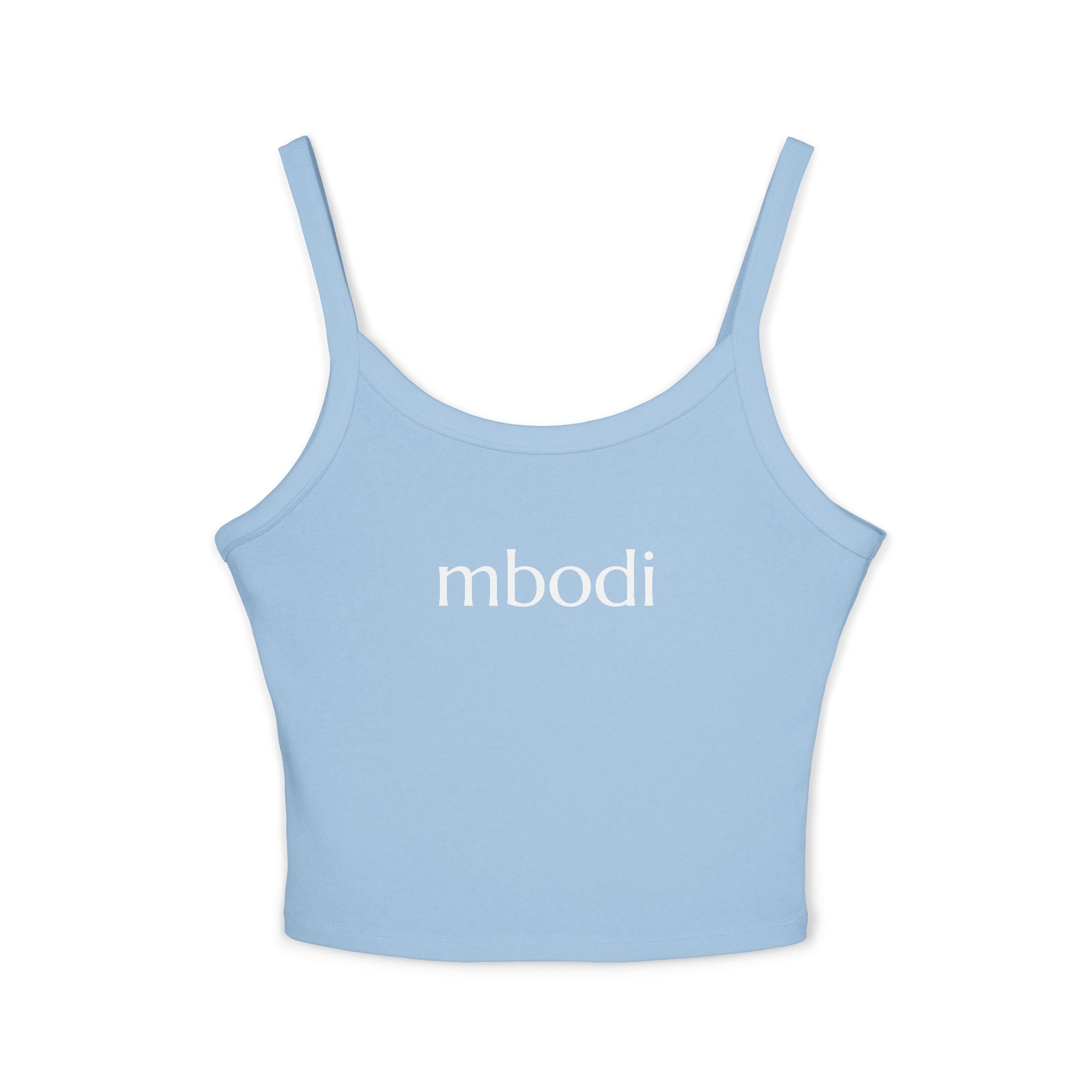 women's spaghetti strap tank top - white text