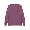 100% cotton long sleeve pocket tee - black text