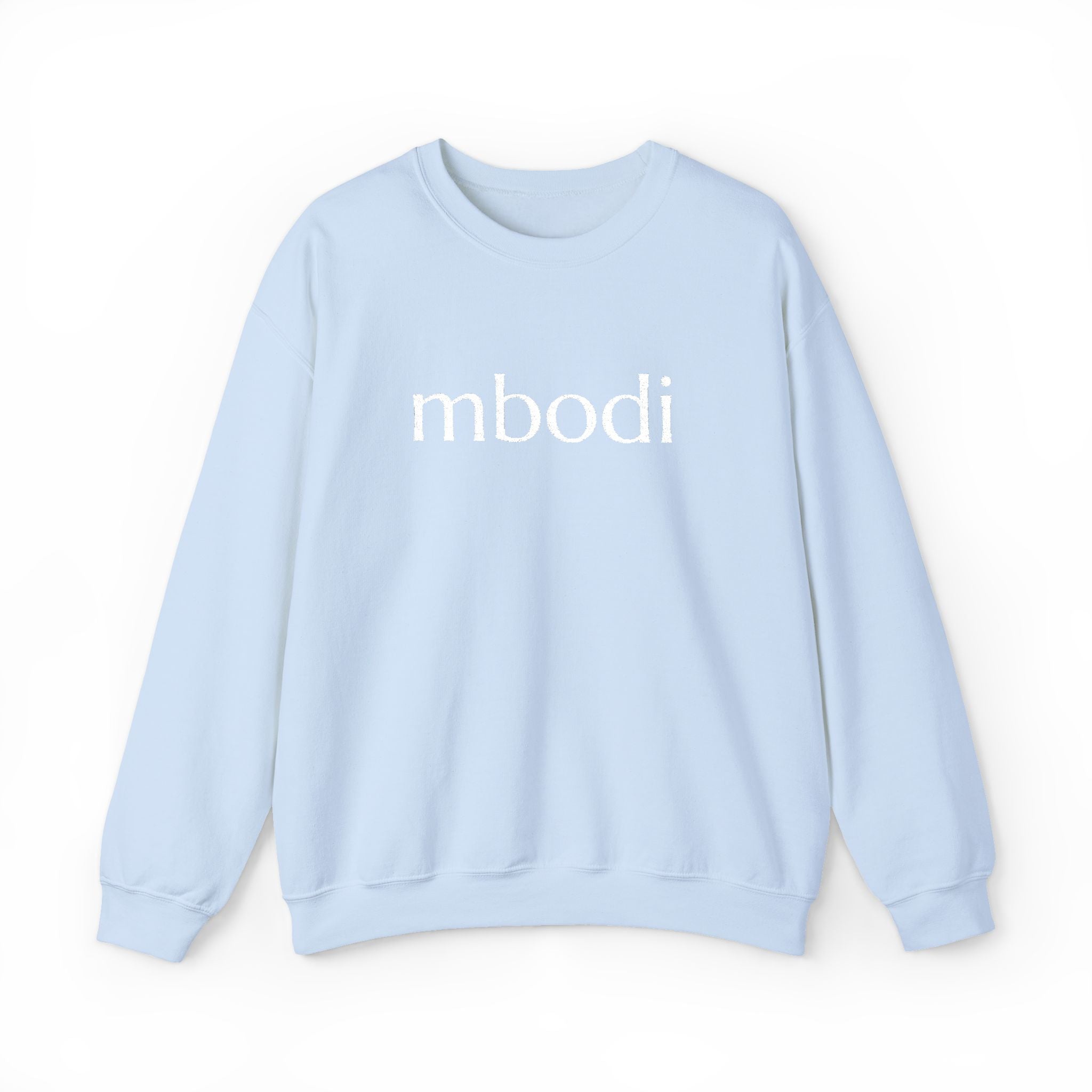 mbodi crewneck - white large letters