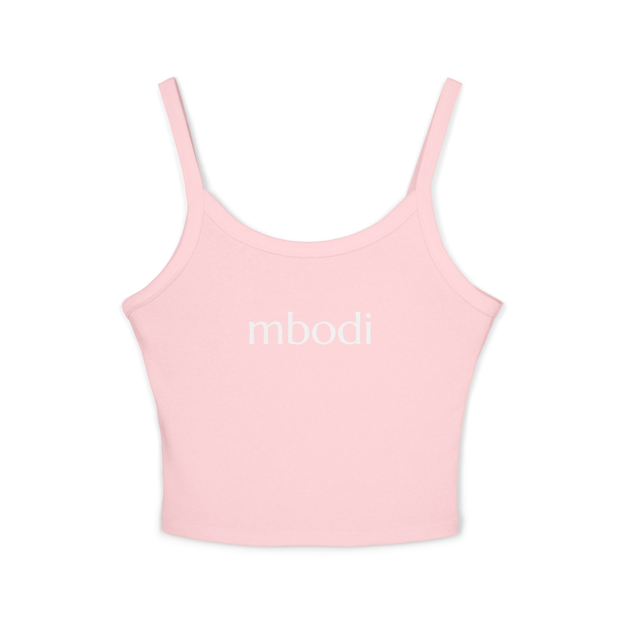 women's spaghetti strap tank top - white text