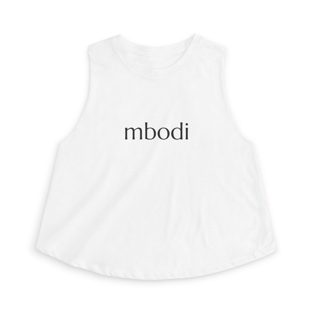 relaxed crop top - black text