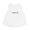 relaxed crop top - black text