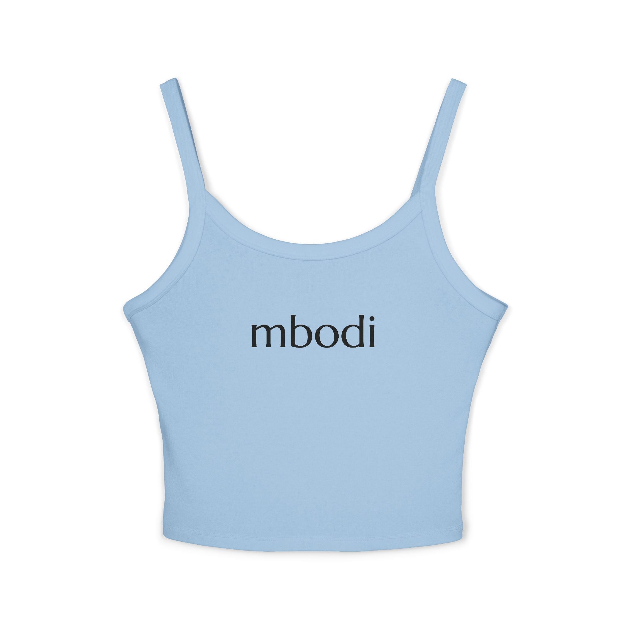 women's spaghetti strap tank - black text