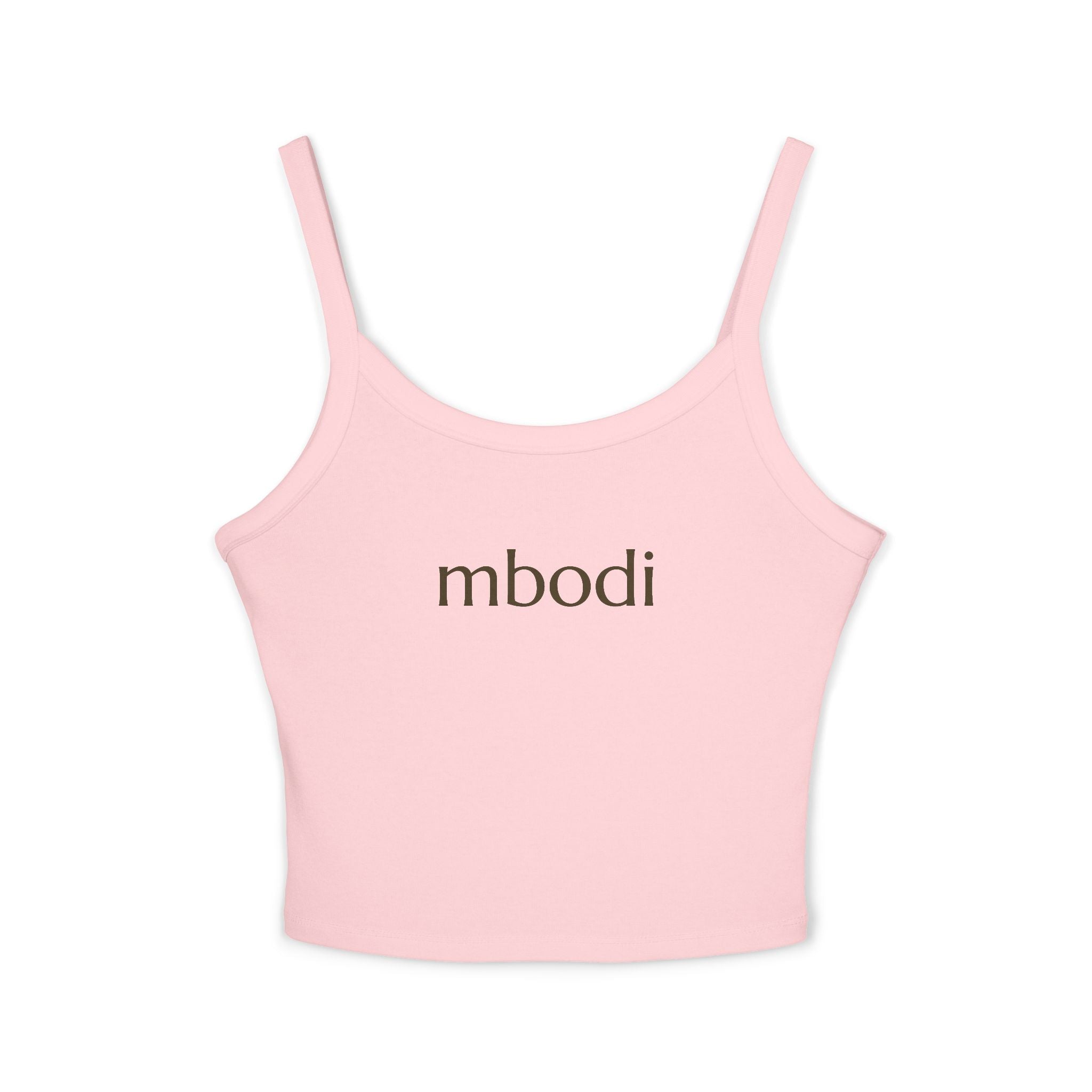 women's spaghetti strap tank - brown text