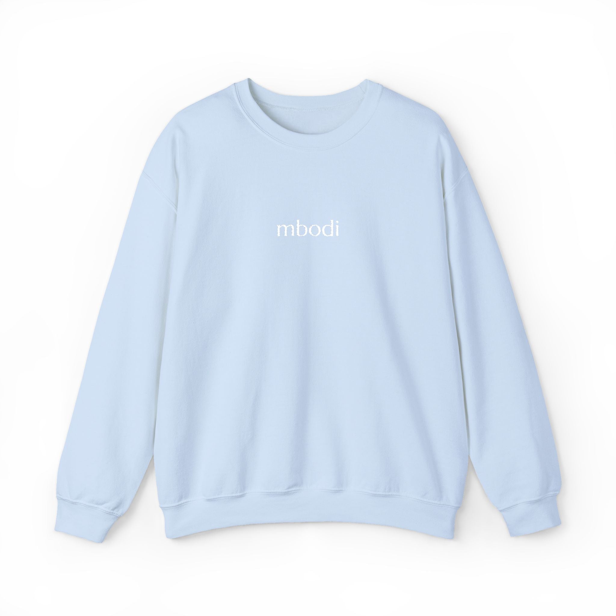 mbodi crewneck - white small letters
