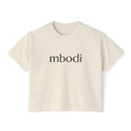 100% cotton women's boxy tee - black text