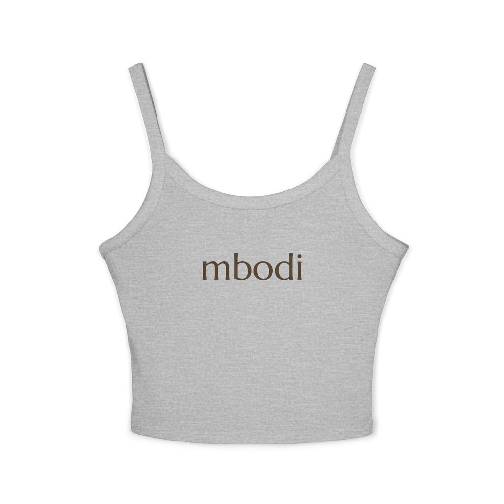 women's spaghetti strap tank - brown text