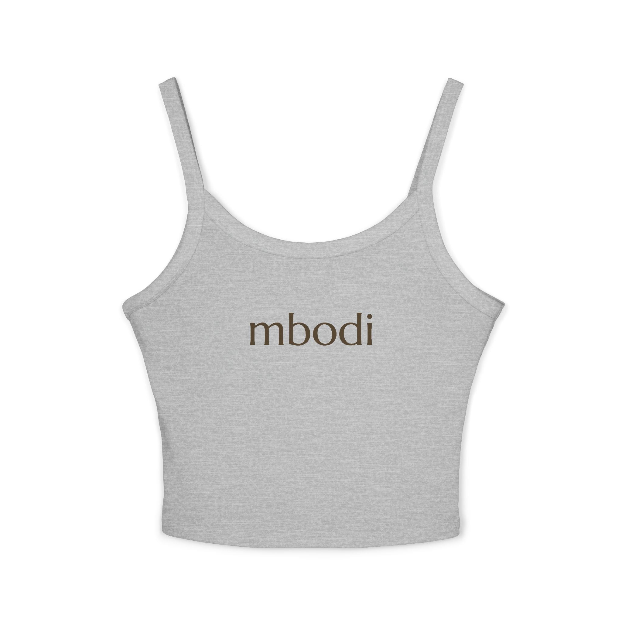 women's spaghetti strap tank - brown text