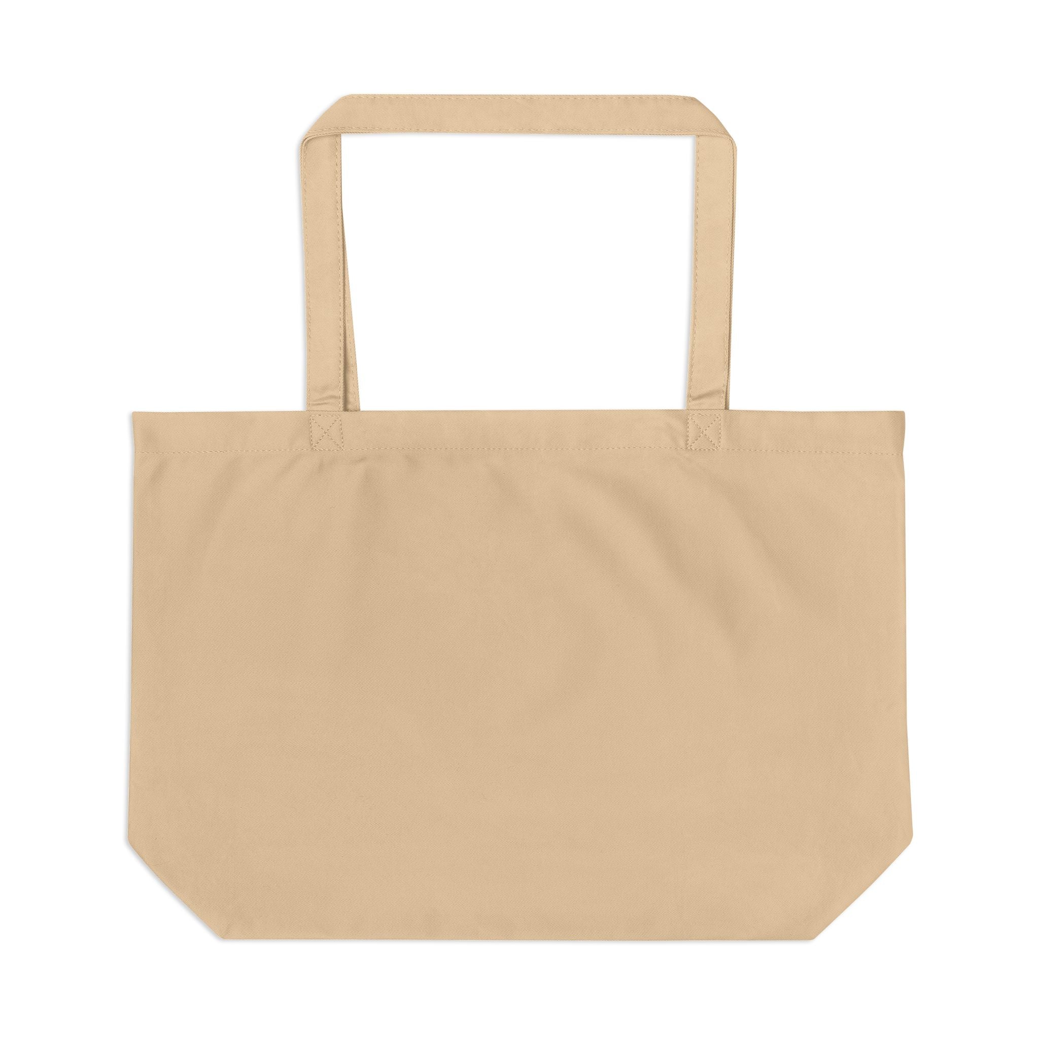 100% organic cotton large tote - black text