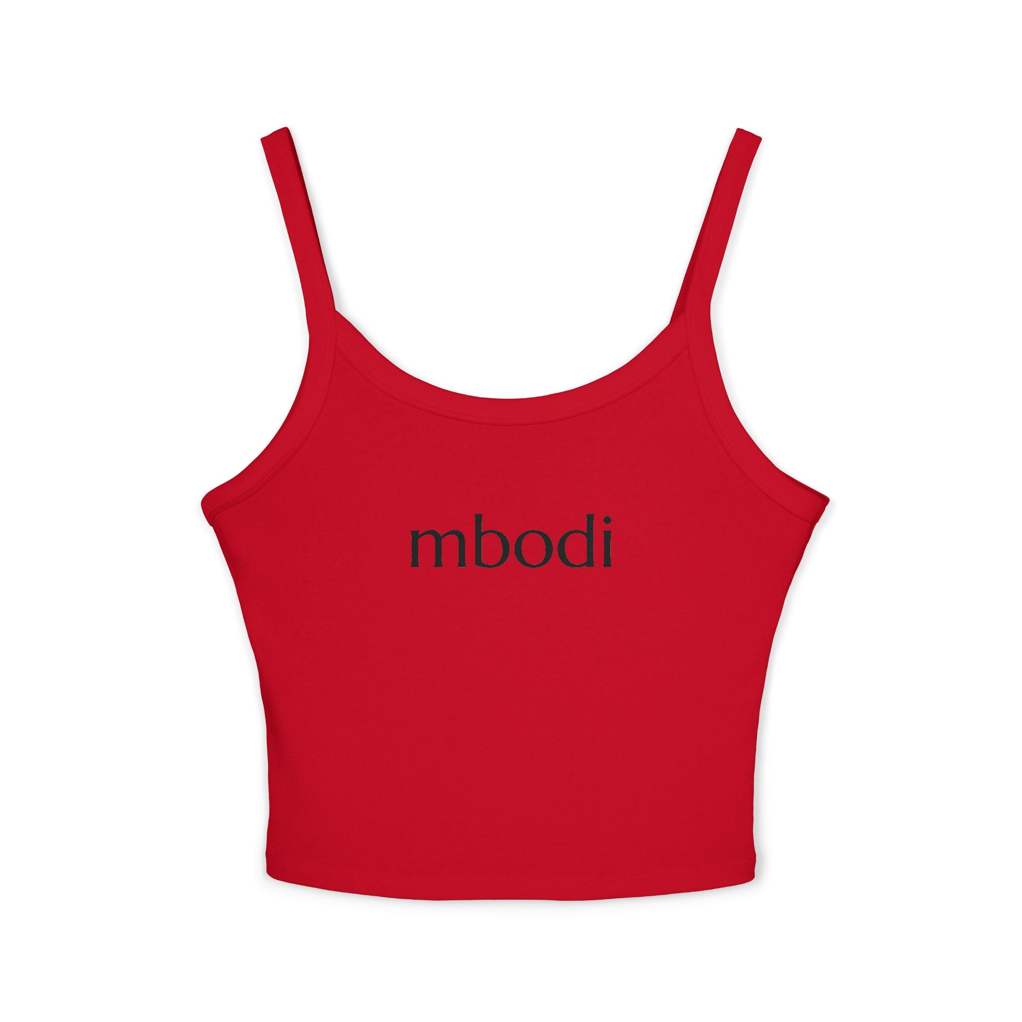 women's spaghetti strap tank - black text