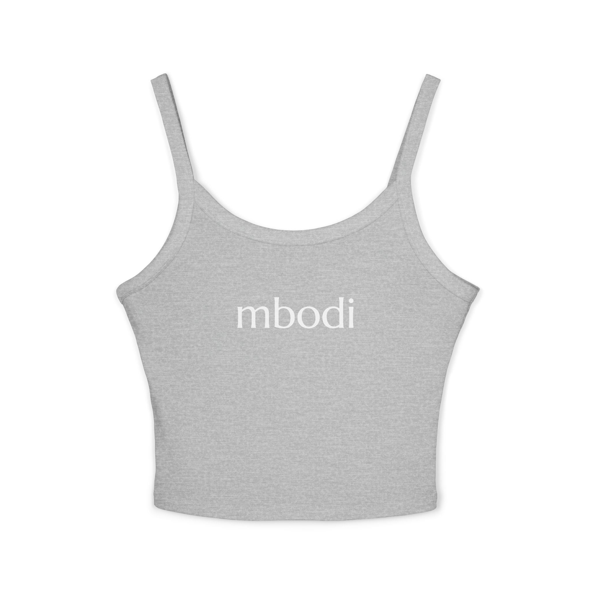 women's spaghetti strap tank top - white text