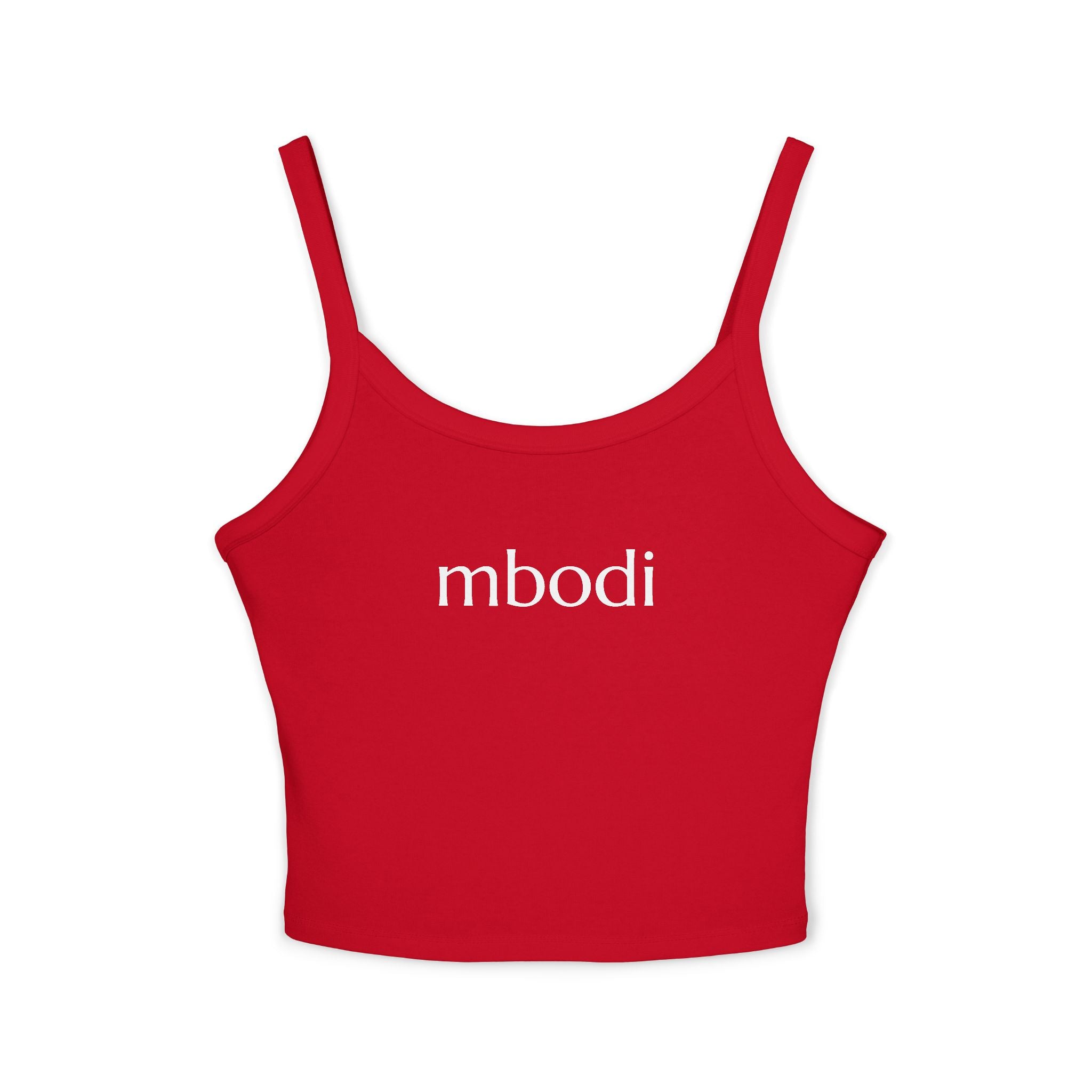 women's spaghetti strap tank top - white text