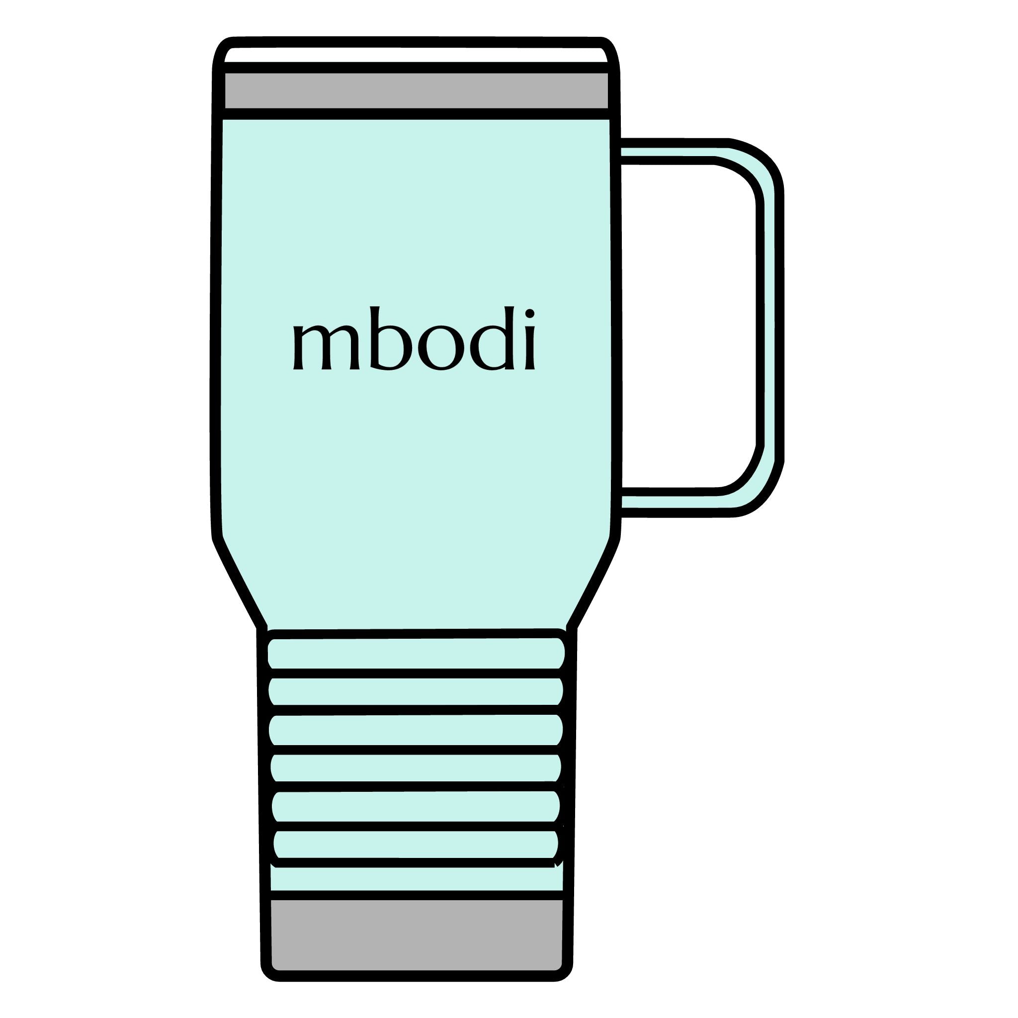 mbodi tumbler 20oz - black text