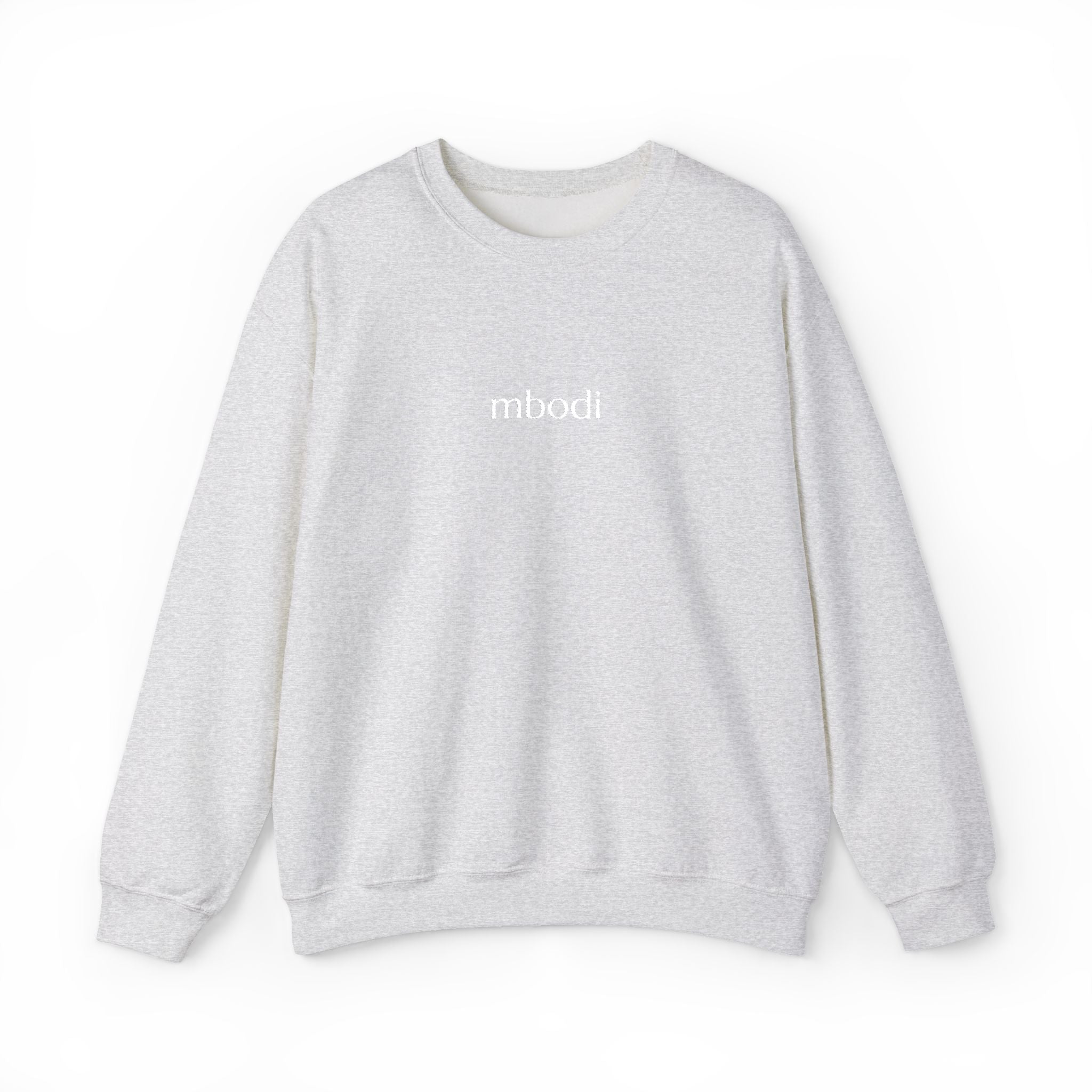 mbodi crewneck - white small letters