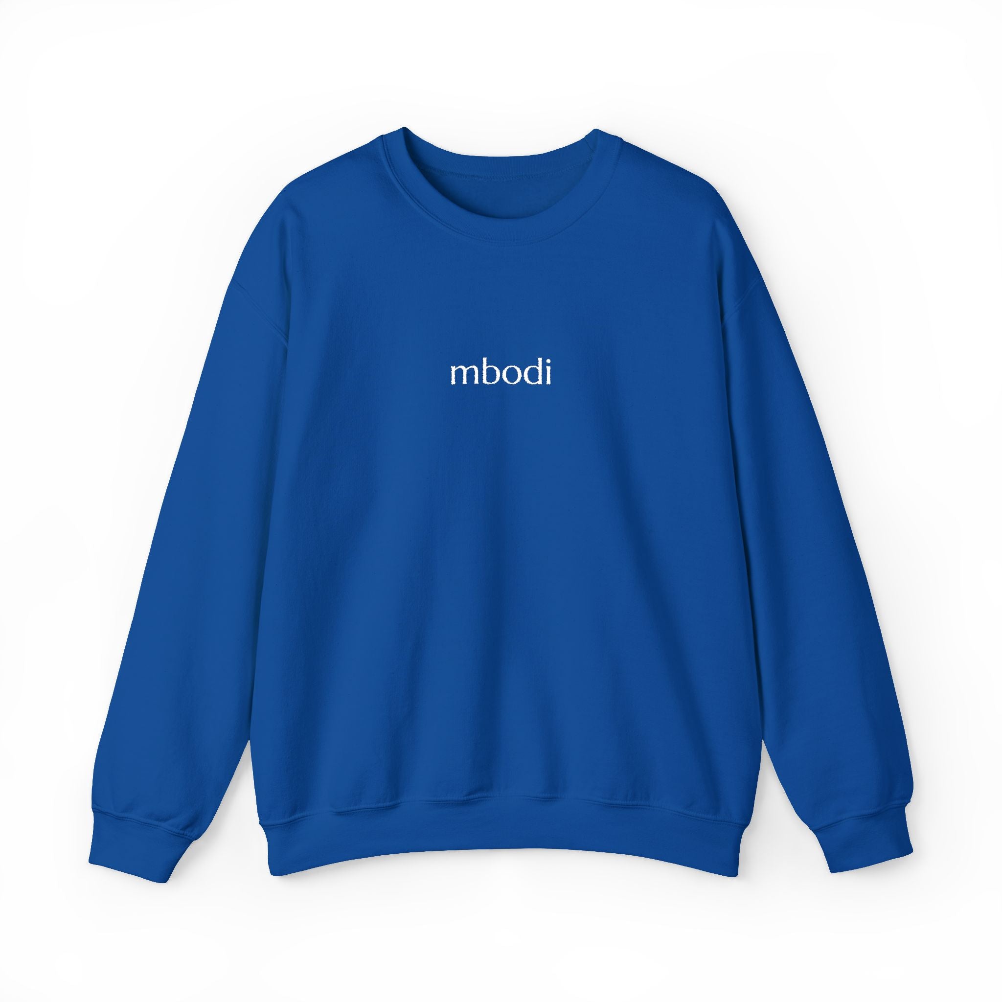 mbodi crewneck - white small letters