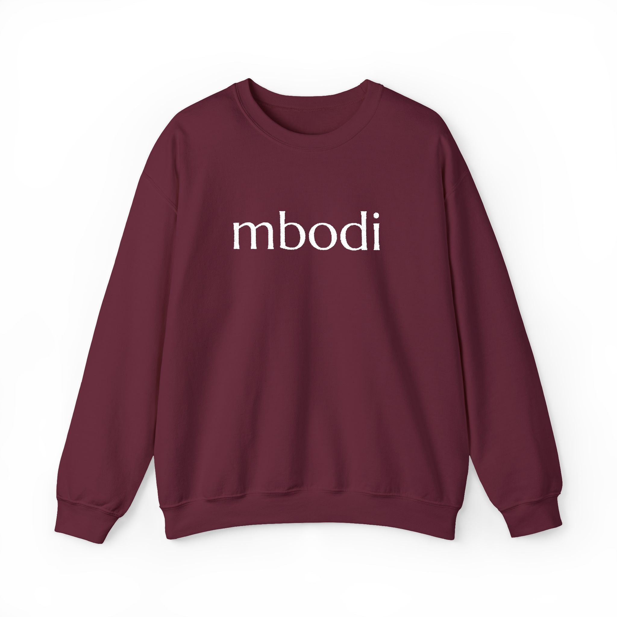 mbodi crewneck - white large letters